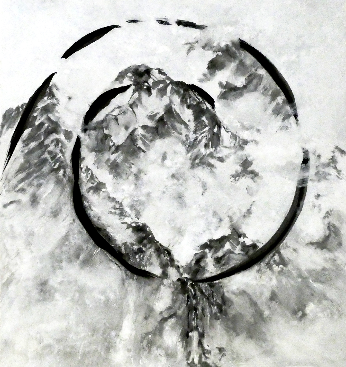 encre de chine et gesso maison sur papier préparé