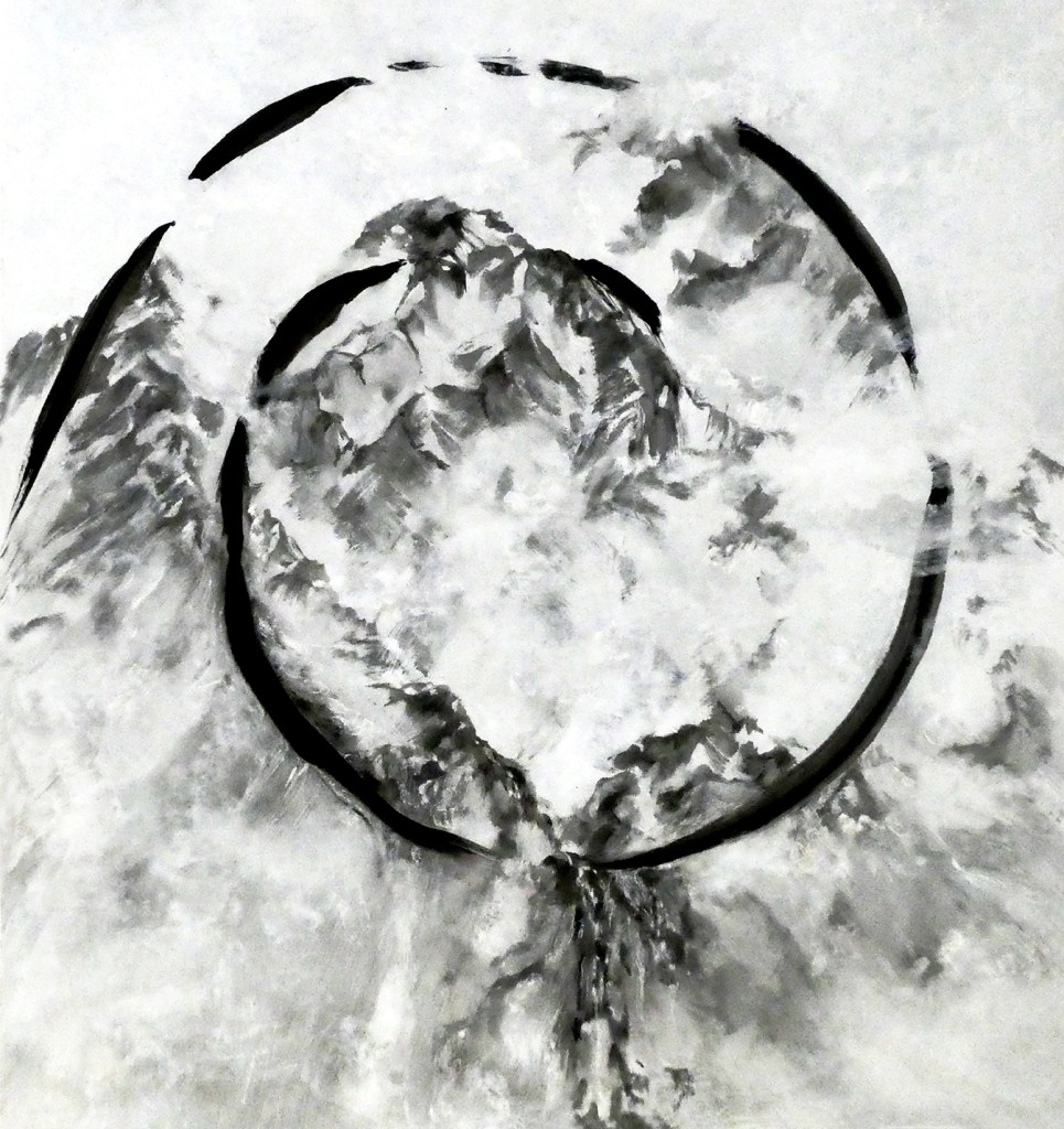 encre de chine et gesso maison sur papier préparé