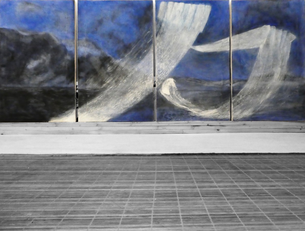 peinture bleue en quatre parties