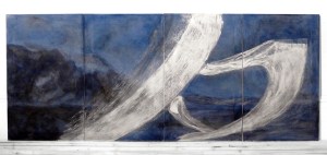 signe blanc sur paysage de nuit