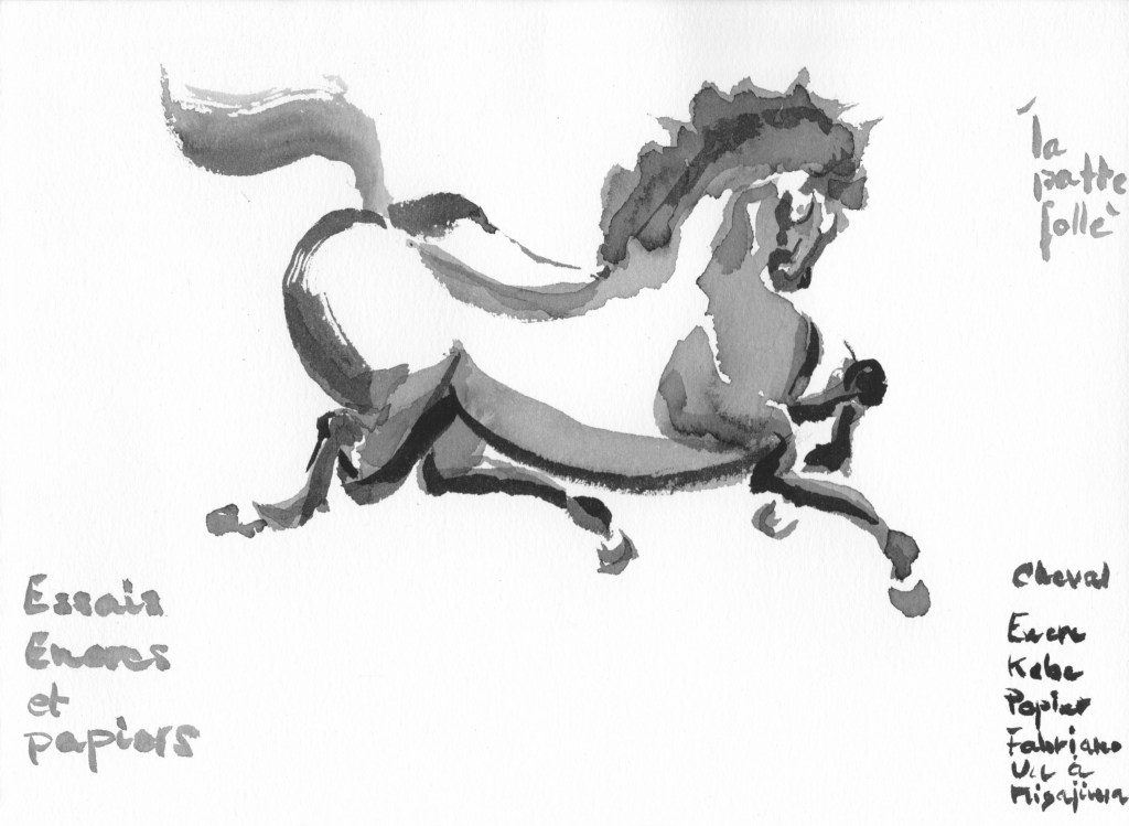 le cheval encre de chine sur papier