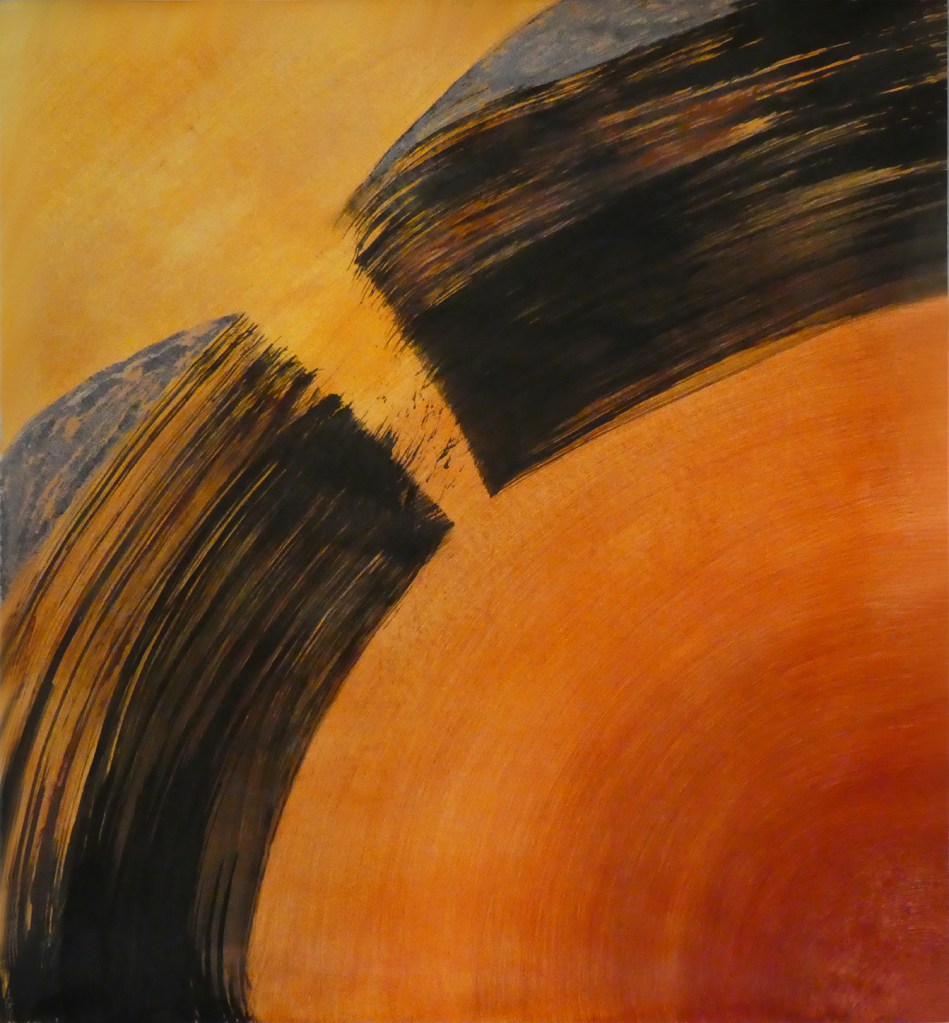 Peinture noire sur un dégradé chaud